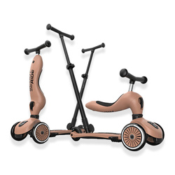 SCOOTANDRIDE - Highwaykick 1 Push and Go 2w1 Jeździk i hulajnoga z rączką do prowadzenia 1-5 lat Mocha