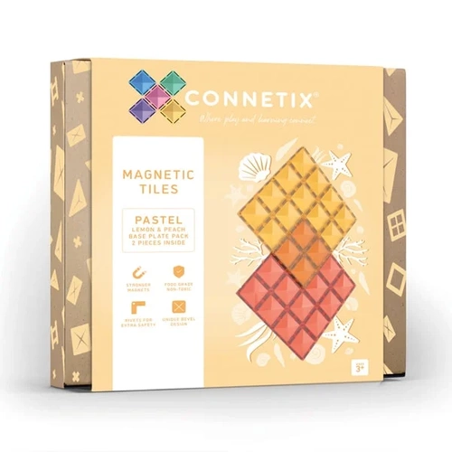CONNETIX - Klocki magnetyczne Pastel Base Plate Pack - Lemon & Peach - 2 el.