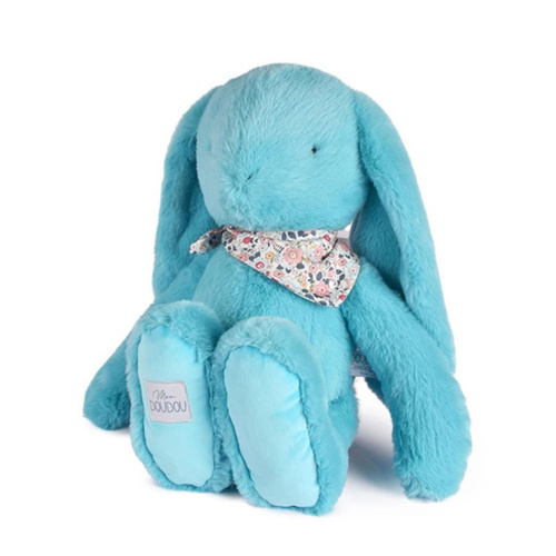 DOUDOU ET COMPAGNIE - pluszowy królik Lapin Fleurette, 50 cm, turkus