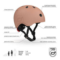 SCOOTANDRIDE - Kask S-M dla dzieci 3+, Mocha