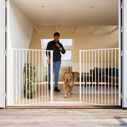 DogSpace -  Rocky L – bardzo wysoka, przykręcana bramka dla psa, biała (90-221cm)