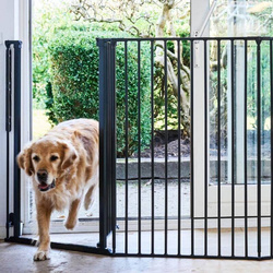 DogSpace - Rocky L – bardzo wysoka, przykręcana bramka dla psa, czarna (90-221cm)