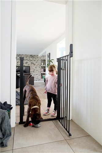 DogSpace - Bonnie – bardzo wysoka, rozporowa bramka dla psa, czarna (73.5-79.6cm)