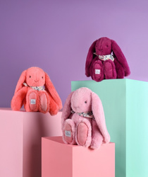 DOUDOU ET COMPAGNIE - pluszowy królik Lapin Fleurette, 25 cm, śliwka