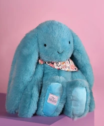 DOUDOU ET COMPAGNIE - pluszowy królik Lapin Fleurette, 35 cm, turkus