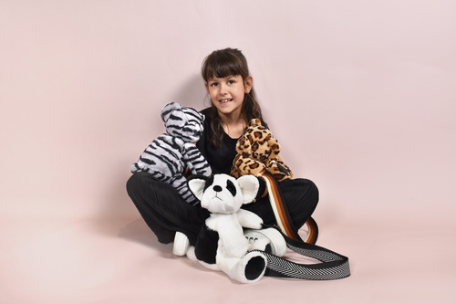 DOUDOU ET COMPAGNIE - pluszowa torba na ramię miś w zebrę, czarno-biały zebra