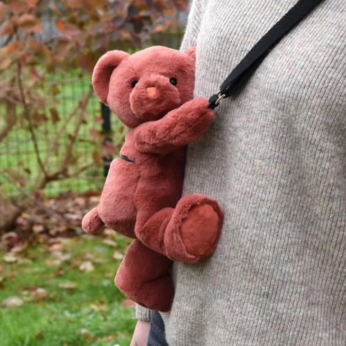 DOUDOU ET COMPAGNIE - pluszowa torba na ramię miś, terakota