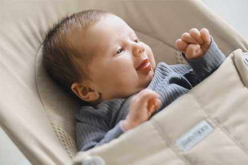 BABYBJORN - leżaczek BLISS WOVEN/JERSEY Tri Fabric, Jasny Beż