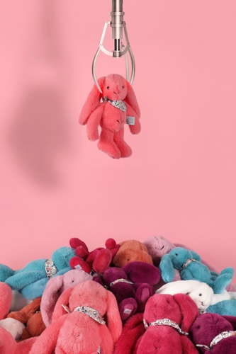 DOUDOU ET COMPAGNIE - pluszowy królik Lapin Fleurette, 25 cm, koral
