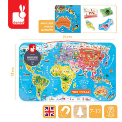 Janod - Puzzle magnetyczne Mapa świata