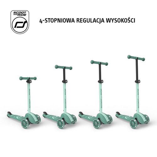 SCOOTANDRIDE - Highwaykick 3S - hulajnoga z systemem sterowania 2w1 i kółkami LED składana 3+, forest