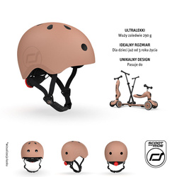 SCOOTANDRIDE - Kask S-M dla dzieci 3+, Mocha