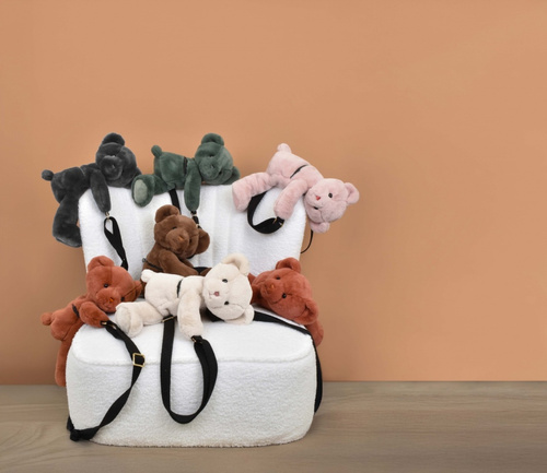 DOUDOU ET COMPAGNIE - pluszowa torba na ramię miś, terakota