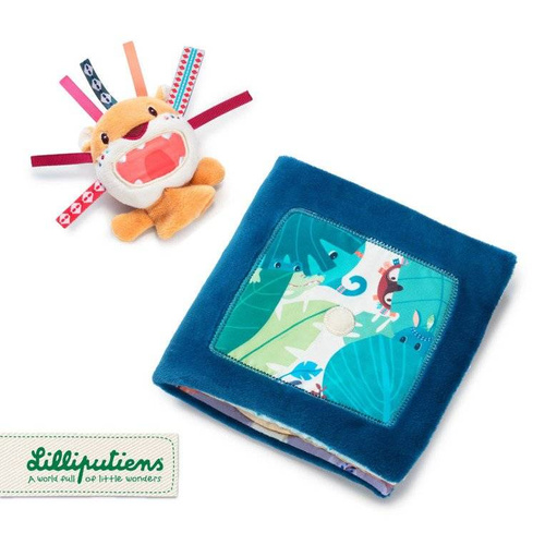 LILLIPUTIENS - Książeczka z mini-pacynką wielofunkcyjna Lew Jack 9 m +