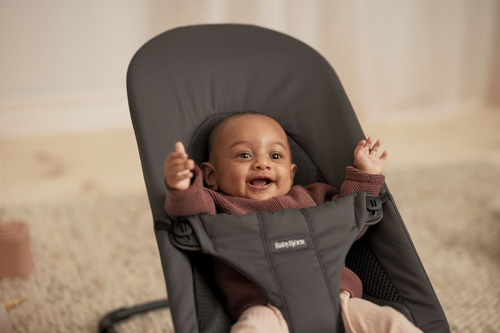 BABYBJORN - leżaczek BLISS WOVEN/JERSEY Tri Fabric, Ciemny Szary
