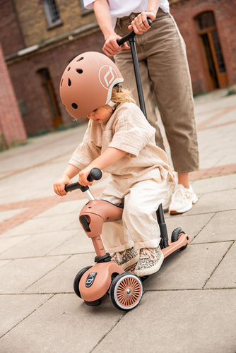 SCOOTANDRIDE - Highwaykick 1 Push and Go 2w1 Jeździk i hulajnoga z rączką do prowadzenia 1-5 lat Mocha