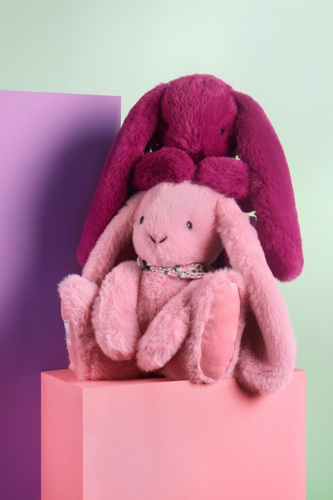 DOUDOU ET COMPAGNIE - pluszowy królik Lapin Fleurette, 35 cm, śliwka