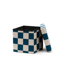 Kid's Concept - Pufa ze schowkiem w szachownicę - 30 cm, check teal