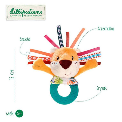 LILLIPUTIENS - Grzechotka z gryzakiem Lew Jack 3 m +